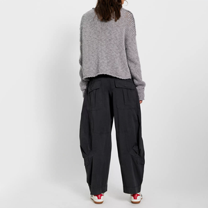 Nouveau pantalon cargo tendance pour femme, coupe ample, taille mi-haute, longueur intégrale, en toile, style décontracté, streetwear automne, jambe large, noir - Product Image 2