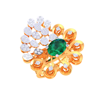 แหวนมรกตทรงโอวัลขนาดใหญ่ ดีไซน์หรูหรา ชุบทอง เหมาะสำหรับงานแต่งงานและงานหมั้น - Product Image 2