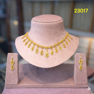 Elegant MOLL JEWELLERS Silver 22k Gold Plated Zircon Floral Chokers Necklace Set Trendy Matching Drop Earrings Women Wedding - Product Image 6