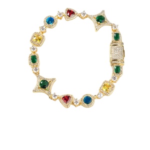 <b>Men</b> Multi colour 925 Silver Link Chain Tennis Bracelet Luxury Hip Hop Jewelry Engagement Gift Silver Wedding For Woman bracelet - Product Image 1