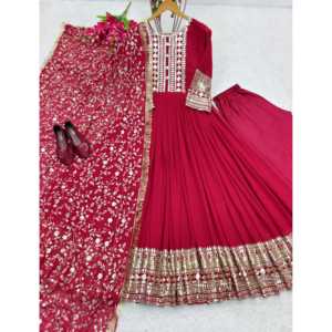 ชุดเดรสเรียบง่ายสำหรับนักออกแบบพร้อมงานปักลาย peplum และ dupatta - Product Image 4