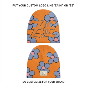ZAINI ZI-144 Premium 320 GSM Acrylic Knit Unisex Adult Beanie with Embroidery & Woven Label Patch Winter <b>Hat</b> - Product Image 1
