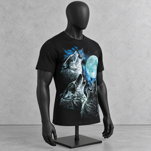T-shirt décontracté chic pour homme en tricot imprimé indien 3D, motif loup animalier, style rock tendance, coupe ample, respirant, manches courtes - Product Image 3