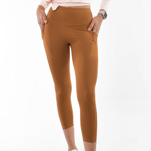 High Waist Seamless Yoga <b>Leggings</b> Women 7 8 Inch Capri <b>Workout</b> Pants <b>with</b> <b>Pocket</b> for Gym Training - Product Image 2