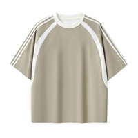 T-shirt en coton uni vierge pour homme, personnalisable avec impression sérigraphique ou logo numérique, avec empiècements en maille et bandes contrastantes