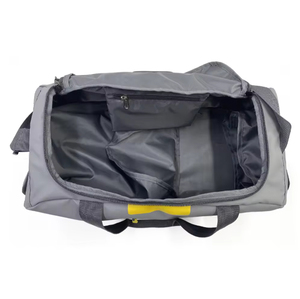 Gray Nylon Sport Duffel Bag with Yellow Accents Zipper Closure Durable Fitness Gym Bag - Product Image 6