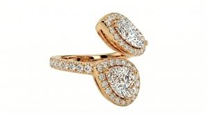 Anillo de Compromiso Clásico con Diamantes de Corte Marquesa y Corte Pera para Mujer, Engaste Halo de Platino, Diamantes Cultivados en Laboratorio - Product Image 5