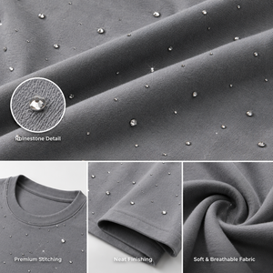 OEM Custom Grey Rhinestone T <b>Shirt</b> <b>Men</b> Oversized Streetwear Casual Short Sleeve Crew Neck Sparkle Graphic Tee Fashion Apparel - Product Image 5