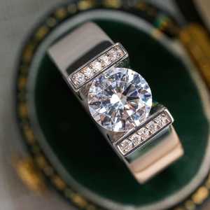 Bague de Fiançailles et de Mariage Classique en Moissanite 2 carats, en Argent Sterling 925, Solitaire Flottant à Tension, Pavé Double Barre, Bague d'Anniversaire - Product Image 6