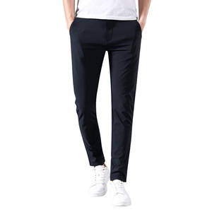 Pantalon habillé décontracté pour homme, léger, taille mi-haute, coupe droite, coupe ajustée, extensible, coupe-vent, respirant, hiver, 100% coton, lavable - Product Image 5