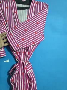 Bata Kimono de Algodón con Estampado de Corazones y Rayas Rosas, Bata de Baño Kimono de Algodón Indio, Vestido Largo de Verano para Mujer - Product Image 6