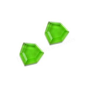High Quality <b>Peridot</b> Quartz Hexagon Shape Step Cut High Polish 12mm Flatback Loose Cabochon Jewelry Making Pendant Earring - Product Image 2