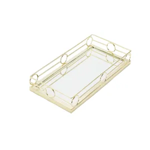 Minimalist Brass Decorative Tray with 3 White Cone Vases for Dried <b>Plants</b> Tabletop Display - Product Image 2