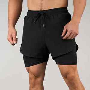 กางเกงวิ่งออกกำลังกายฤดูร้อนรุ่นใหม่ล่าสุดสำหรับผู้ชาย ระบายอากาศได้ดี แห้งเร็ว แบบ 2 in 1 สองชั้น สำหรับฝึกซ้อมกีฬา - Product Image 2