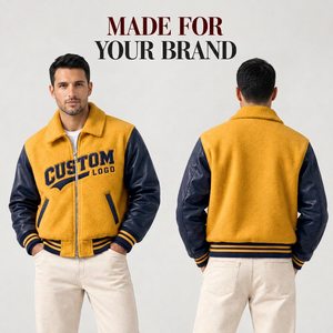 Veste universitaire en chenille personnalisée de qualité supérieure, manches en cuir, corps en laine, veste de style Letterman, vêtements urbains tendance streetwear - Product Image 1