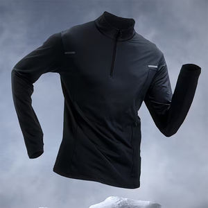 Camiseta de Manga Larga para Hombre de Alta Calidad con Cierre de 3/4, Cuello Alto, Corte Regular, Tela de Poliéster Ecológica, Antiarrugas, Ropa Casual - Product Image 4