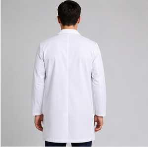 Blouse de laboratoire blanche en gros pour hommes, uniforme de médecin à manches longues, vêtement de travail médical respirant en polycoton, logo hôpital pharmacie - Product Image 3