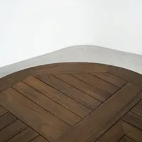 Table pliante ronde en teck, table de bistrot pliable pour extérieur, finition grise rustique naturelle