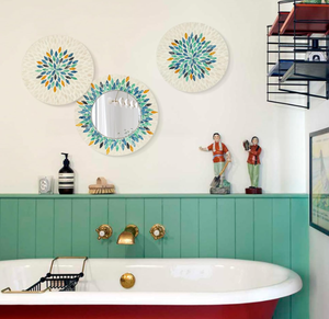 Vietnam Modern <b>MOP</b> Floral Round Mirror Handmade <b>Wall</b> Decor - Product Image 4
