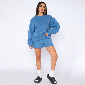 INDEX APPAREL Conjunto de 2 Piezas para Mujer, 100% Algodón, Pantalones Cortos de Felpa, Color Sólido, Manga Larga con Capucha, Corte Regular, Casual, Transpirable, de Secado Rápido - Product Image 4