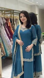 <b>Teal</b> Embroidered Rayon Anarkali <b>Suit</b> For <b>Women</b> Traditional Indian Pakistani Style Floor-Length Casual Wear Regular Fit - Product Image 1