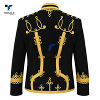 Veste chemise en laine noire double boutonnage de haute qualité pour homme, col mandarin, broderie dorée, logo frontal, manteau d'hiver formel