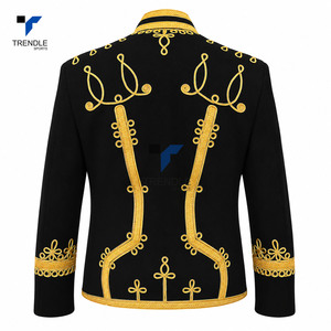 Chaqueta de Lana Negra de Doble Botonadura para Hombre de Alta Calidad, Cuello Mao, Logotipo Bordado en Dorado en la Parte Delantera, Abrigo Formal de Invierno - Product Image 2