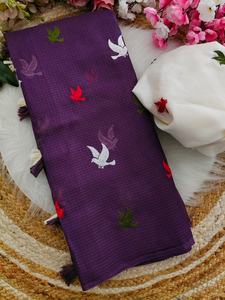 Sari de Fiesta Premium de Tela Suave Kota Doriya con Bordado Multihilo y Pallu, Blusa con Borlas de Algodón Pesado y Adornos de Hilo - Para Todas las Estaciones - Product Image 4