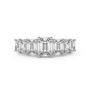 Bague de luxe en or massif 14k/18k, bijou Aphrodite, émeraude et diamant de laboratoire, alliance pour femmes et filles. - Product Image 1