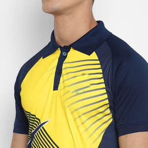 Camiseta Deportiva Ligera para Hombre, Color Amarillo y Azul Marino, con Estampado por Transferencia de Calor, Transpirable, 100% Poliéster, Fusión sin Costuras, Manga Corta - Product Image 4