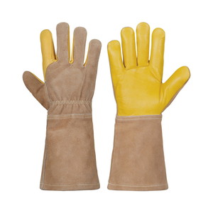 Cowhide Safety <b>Gloves</b> Elbow <b>Long</b> Cuff Heat Resistant Welding Outdoor Winter Use Unlined Thermal Protection - Product Image 1