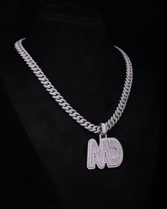 Pendentif Lettre Prénom Moissanite Entièrement Sertie de Pierres, Argent 925 Micro-Pavé, Breloques de Luxe, Pendentif Quotidien, Style Hip Hop - Product Image 3