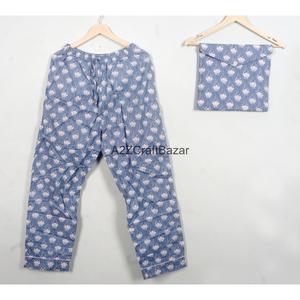 Handmade Women's Floral Cotton Pajama <b>Set</b> Long Sleeve V-Neck Full Length Drawstring Waist Casual Sleepwear <b>2</b>-<b>Piece</b> - Product Image 4