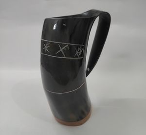 แก้วน้ำดื่มทรงวิกิ้งทำจากวัสดุธรรมชาติแบบออร์แกนิค  ขัดเงาสีดำ  ลายสัตว์  เป็นมิตรต่อสิ่งแวดล้อม  งานฝีมือธรรมชาติ  ขายดี  สำหรับส่งออก - Product Image 1