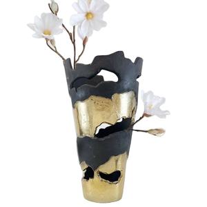 Vase à fleurs or noir présentoir au sol grand salon de luxe Vase à fleurs décoratif en métal Pot de fleur de style américain décor à la maison - Product Image 1