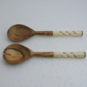 Acacia Wood Resin Salad Server <b>Kitchen</b> <b>Tools</b> High Quality Salad Spoon & Fork Set Cuisine Utensil <b>Gadget</b> Cooking Mixing Stirring - Product Image 1