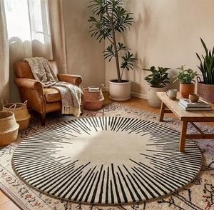 Alfombra de Lana Abstracta de Pelo Corto Hecha a Mano, Ecológica, Antibacteriana, Antideslizante, Apta para Mascotas, Color Beige Neutro, Diseño Moderno para el Hogar - Product Image 3