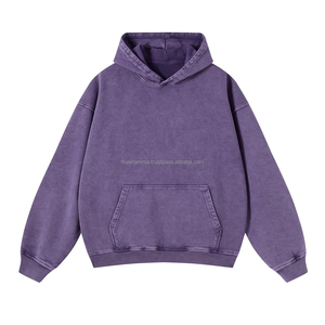 Personnalisé 100% Coton Épais Sérigraphié Brodé Effet Vieilli Délavé à l'Acide Effet Soleil Décoloré Double Fermeture Éclair Strass - Product Image 1