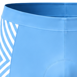 Shorts de cyclisme rembourrés bleu ciel et blanc, personnalisables, respirants, à séchage rapide, extensibles, pour la course sur route, l'entraînement et le sport - Product Image 3