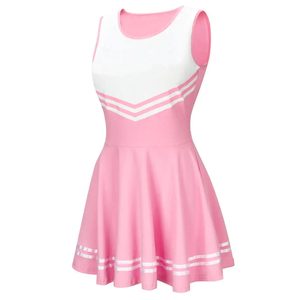 Uniforme de cheerleading OEM pour femmes, design personnalisé, polyester, séchage rapide, costume d'équipe, haut sans manches, jupe, strass, sports scolaires - Product Image 3