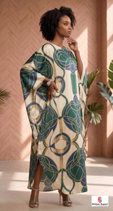 Vestido Kaftán Largo de Rayón con Estampado Personalizado para Mujer, Estilo Bohemio, para Vacaciones de Verano en la Playa, con Lazos para Atar - Product Image 4