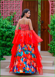 Conjunto de Lehenga Bed of Lillies Fusion con Dupatta con Volantes, Hermosa Colección de Lehenga Choli Tradicional para Bodas, en Tendencia - Product Image 3