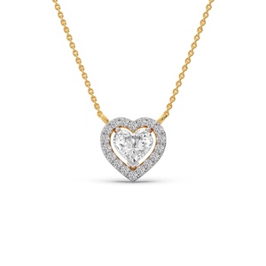 Collar con Colgante de Zirconia en Forma de Corazón, Cadena de Eslabones Chapada en Oro de Dos Tonos, Joyería Halo para Mujer, Regalo para Fiesta - Product Image 1