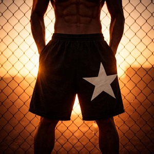 กางเกงขาสั้นสตรีทแวร์สีดำพิมพ์ลายดาวขนาดใหญ่สำหรับผู้ชาย โลโก้สั่งทำ ผ้าฝ้ายลำลองใส่สบายสำหรับฤดูร้อน ขายส่ง - Product Image 5