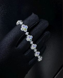 Moissanite Flower <b>Charm</b> Bracelet Gold Multi Color Diamond Style 925 Sterling Silver Luxury Dainty Wedding Anniversary Jewelry - Product Image 4