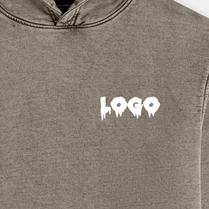 Sudadera con capucha de algodón de 400 g/m² para hombre, estilo streetwear, lavado ácido, con logo personalizado, colección de ropa streetwear al por mayor. - Product Image 3