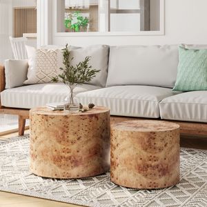 Juego de 2 Mesas de Centro Modernas Encajables, Mesas Auxiliares Circulares de Madera para Espacios Pequeños, para Sala de Estar, Dormitorio o Balcón - Product Image 2