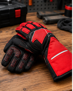 Gants de course rouges et noirs à doigts entiers compatibles avec les écrans tactiles, en PU, à manchette longue, pour l'hiver, motocross, unisexe, imperméables, légers, antidérapants - Product Image 3