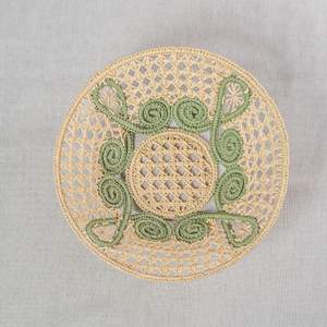 Cesta de Almacenamiento Redonda de Mimbre Natural Tejida a Mano con Patrón en Espiral Verde, Linda Decoración para el Hogar - Product Image 3