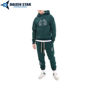 Chándal Deportivo de Forro Polar, Color Sólido, con Capucha y Cierre de Cordón, Ecológico, Transpirable, 100% Algodón, Unisex para Adultos - Product Image 1